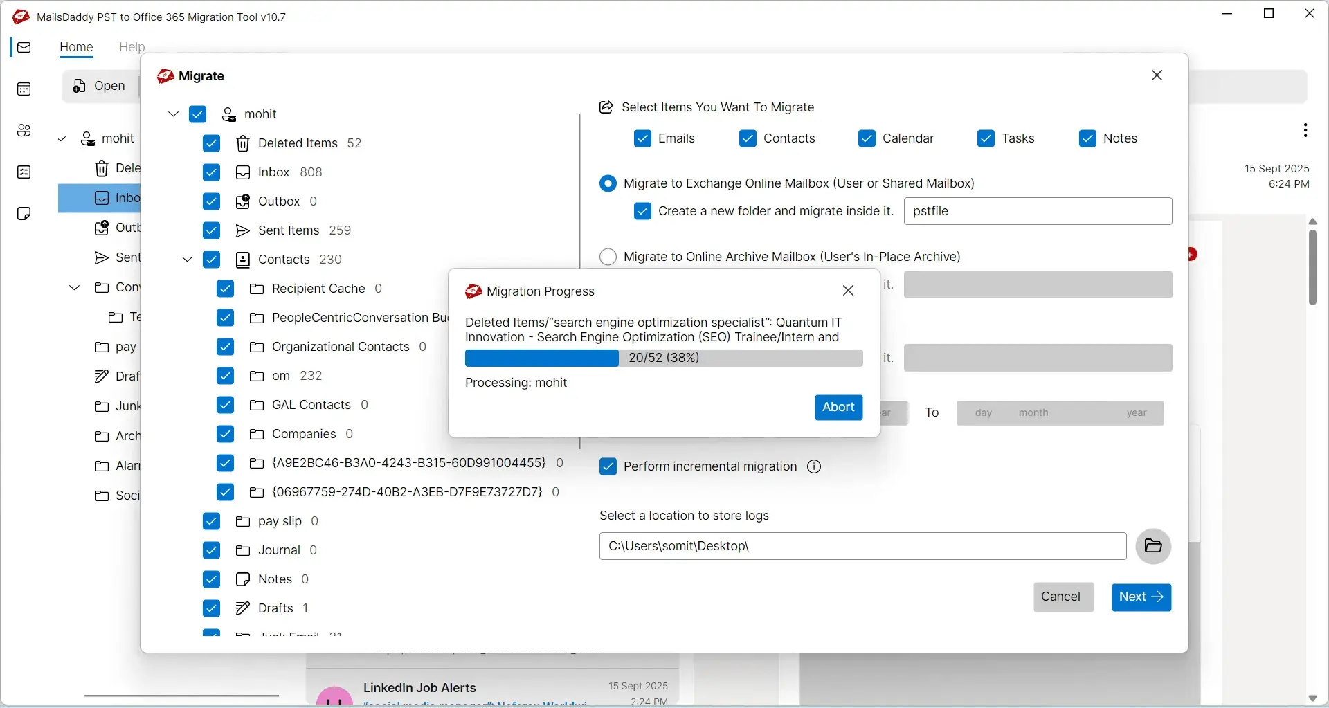 Screenshot 7 of MailsDaddy PST to Office 365 Migration