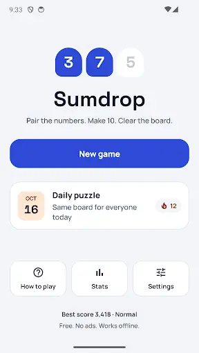 Screenshot 1 of Sumdrop: Number Pairs