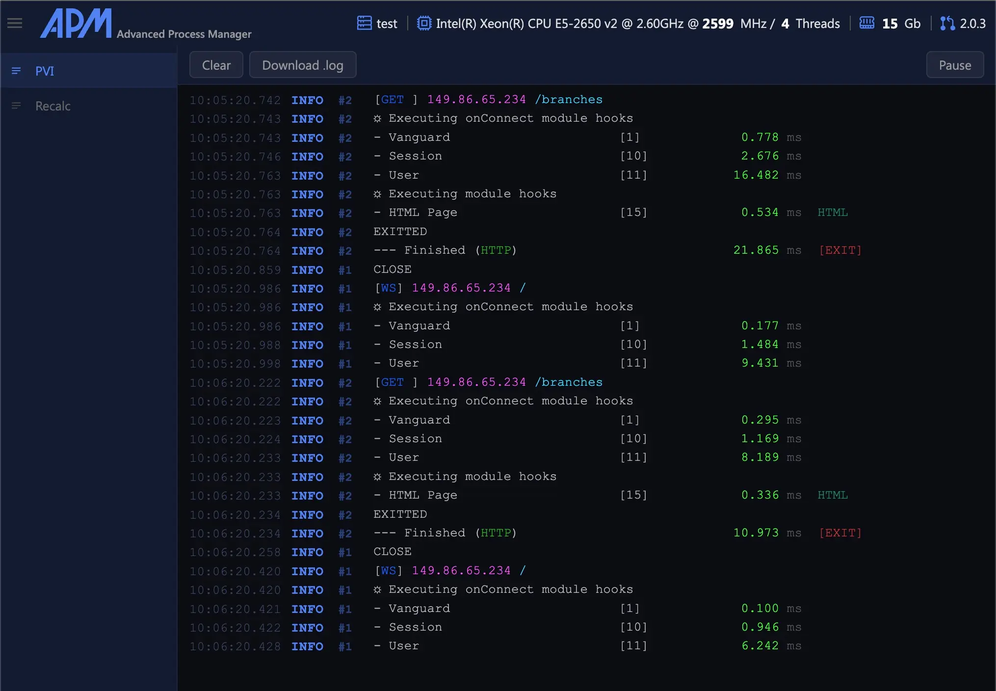 Screenshot 1 of APM — Process Manager for Linux