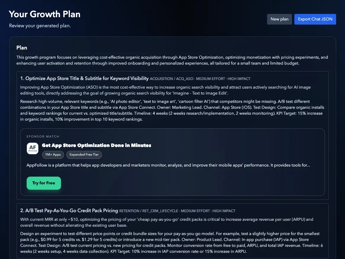 Screenshot 1 of GrowthGPT