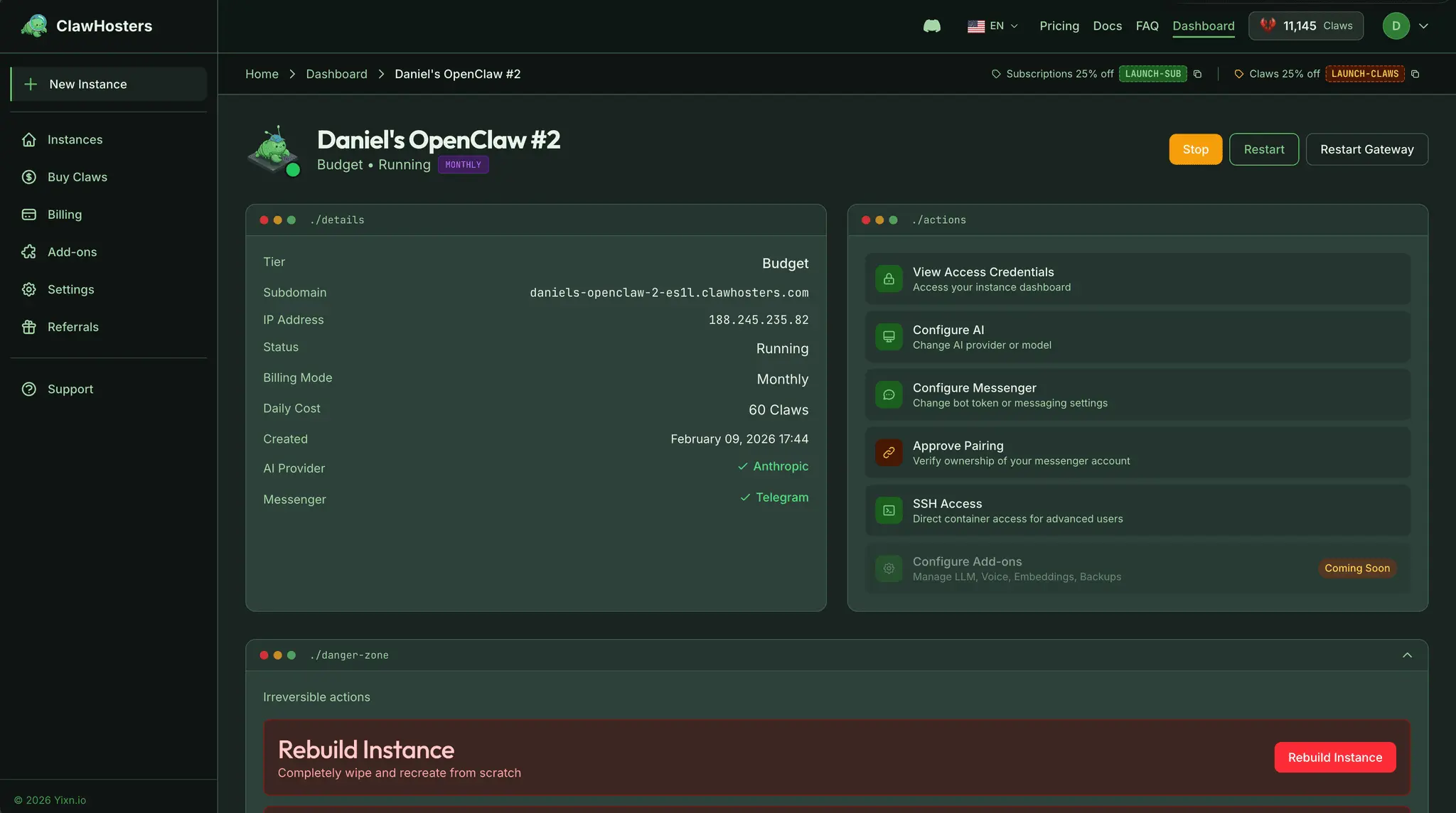 Screenshot 1 of Managed OpenClaw Hosting