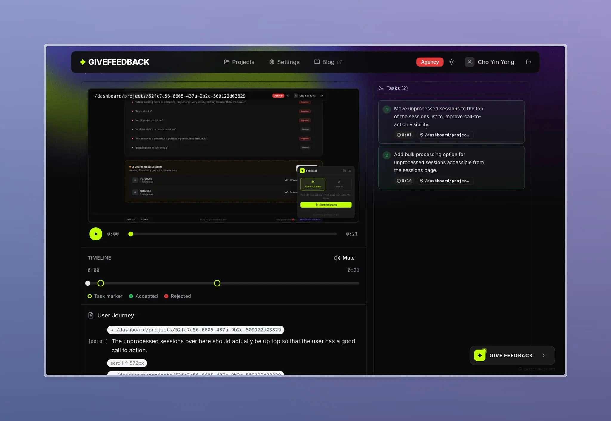 Screenshot 2 of GiveFeedback