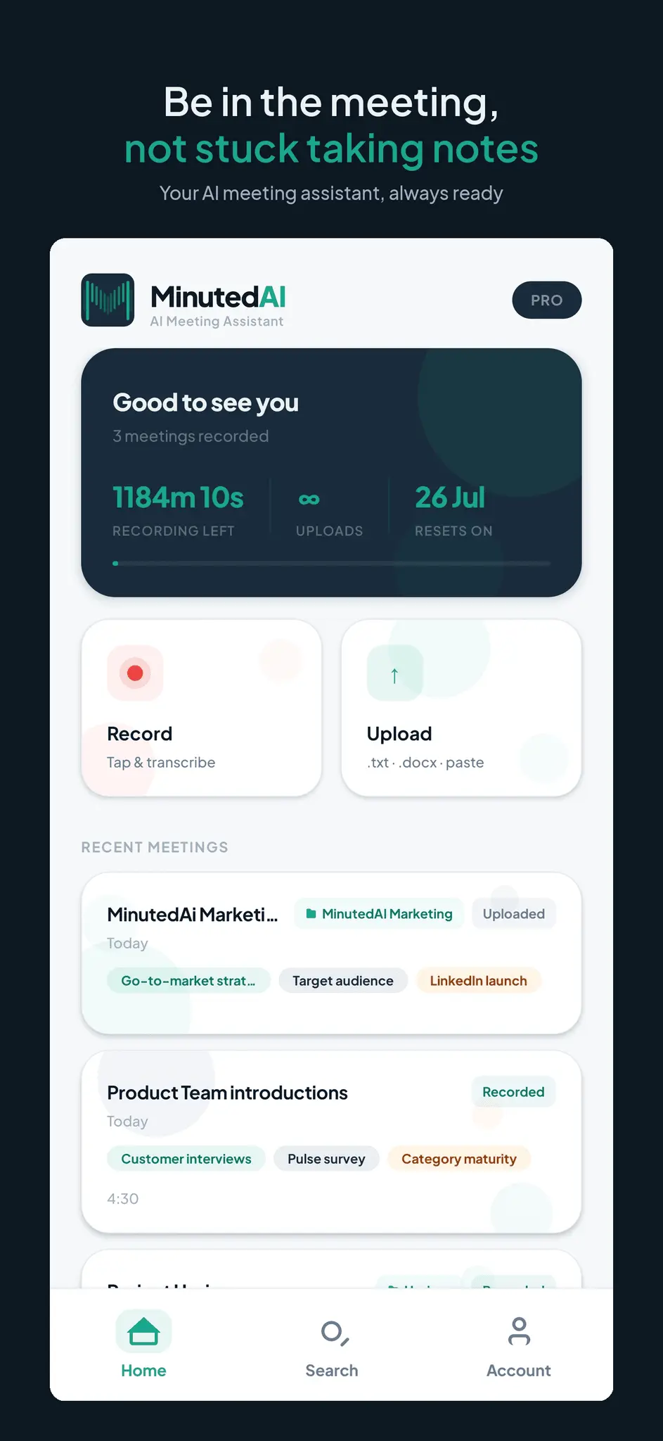Screenshot 1 of MinutedAI