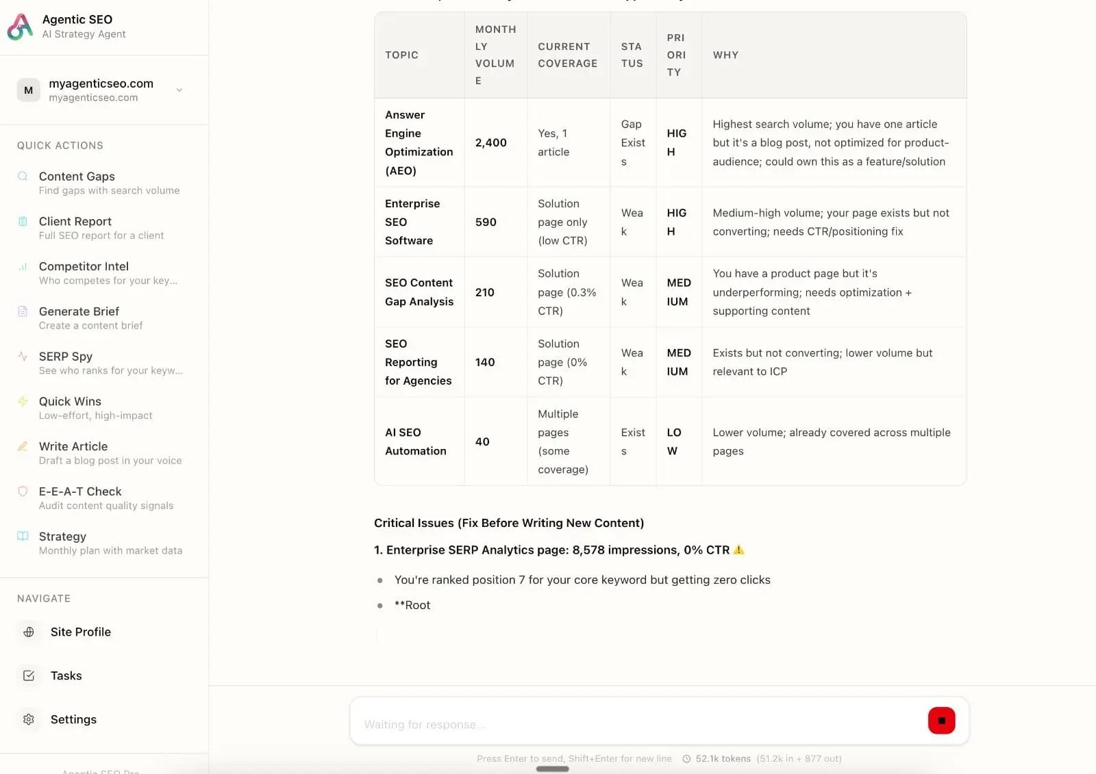 Screenshot 1 of Agentic SEO