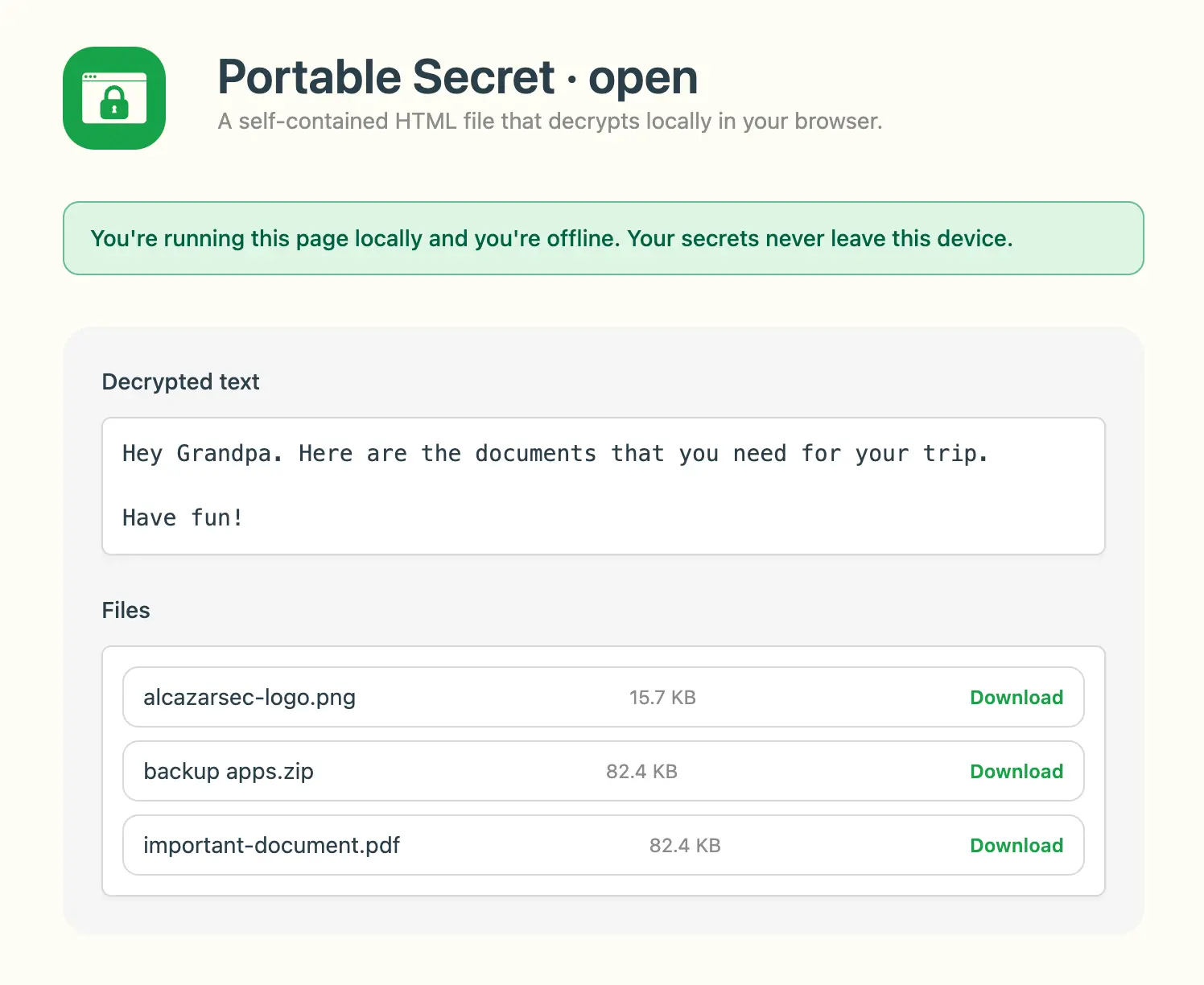 Screenshot 1 of Portable Secret