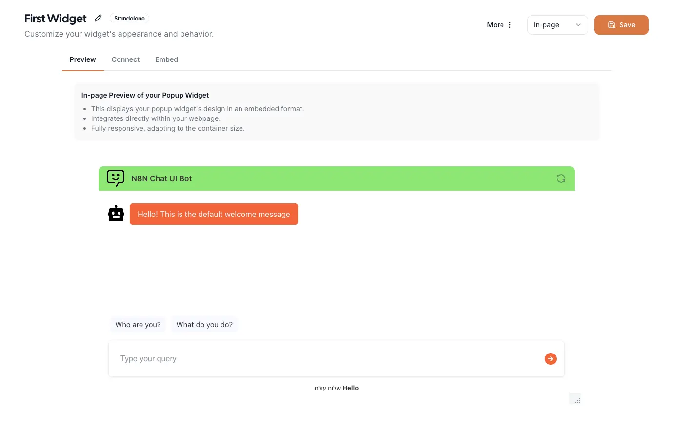 Screenshot 1 of N8N Chat UI