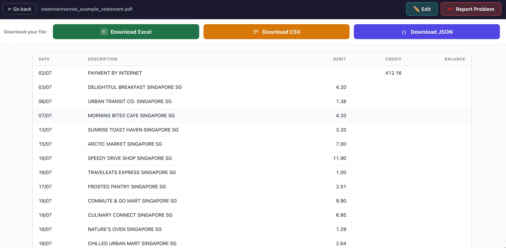 Screenshot 2 of Bank Statement Engine