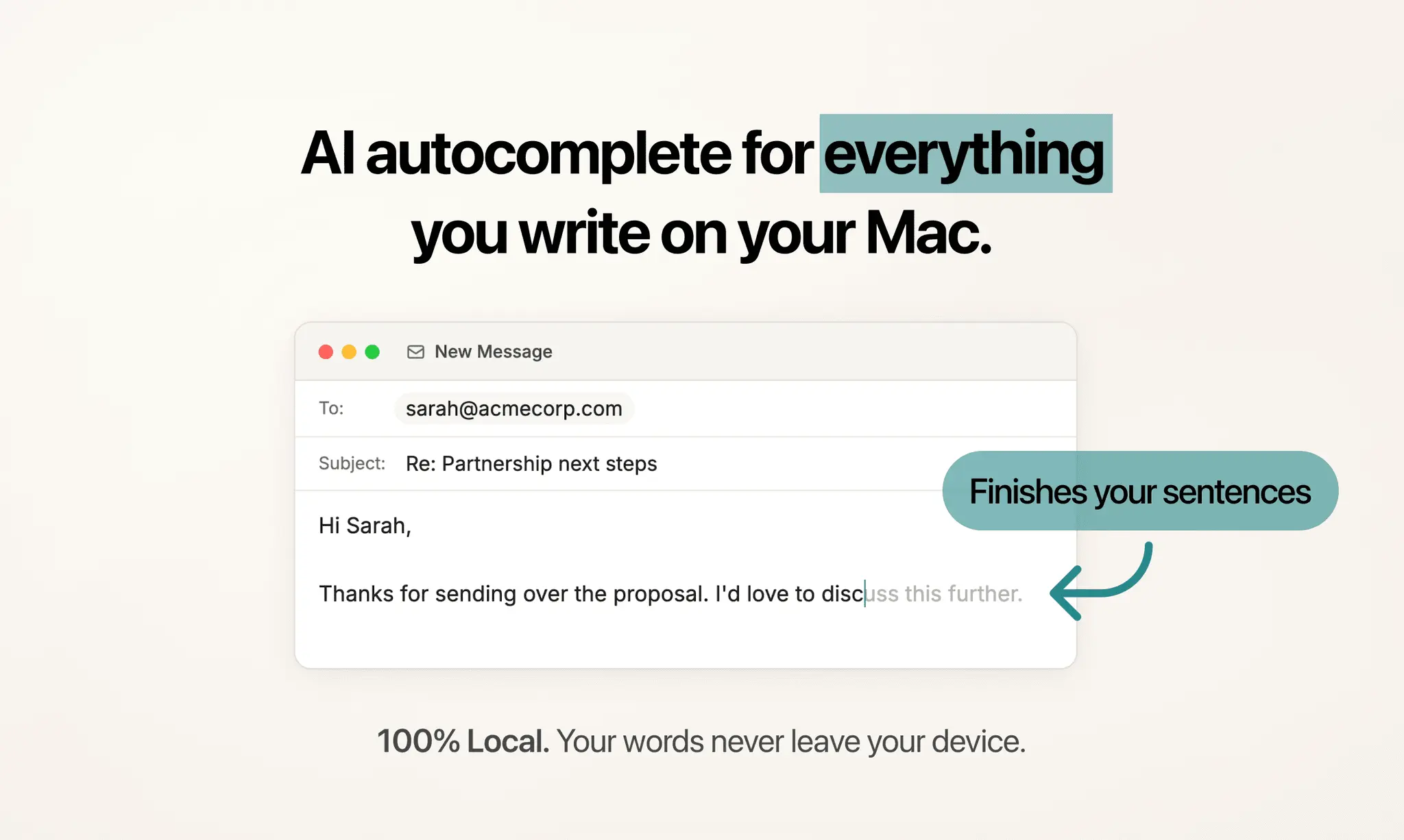 Screenshot 2 of Typeahead — AI autocomplete everywhere