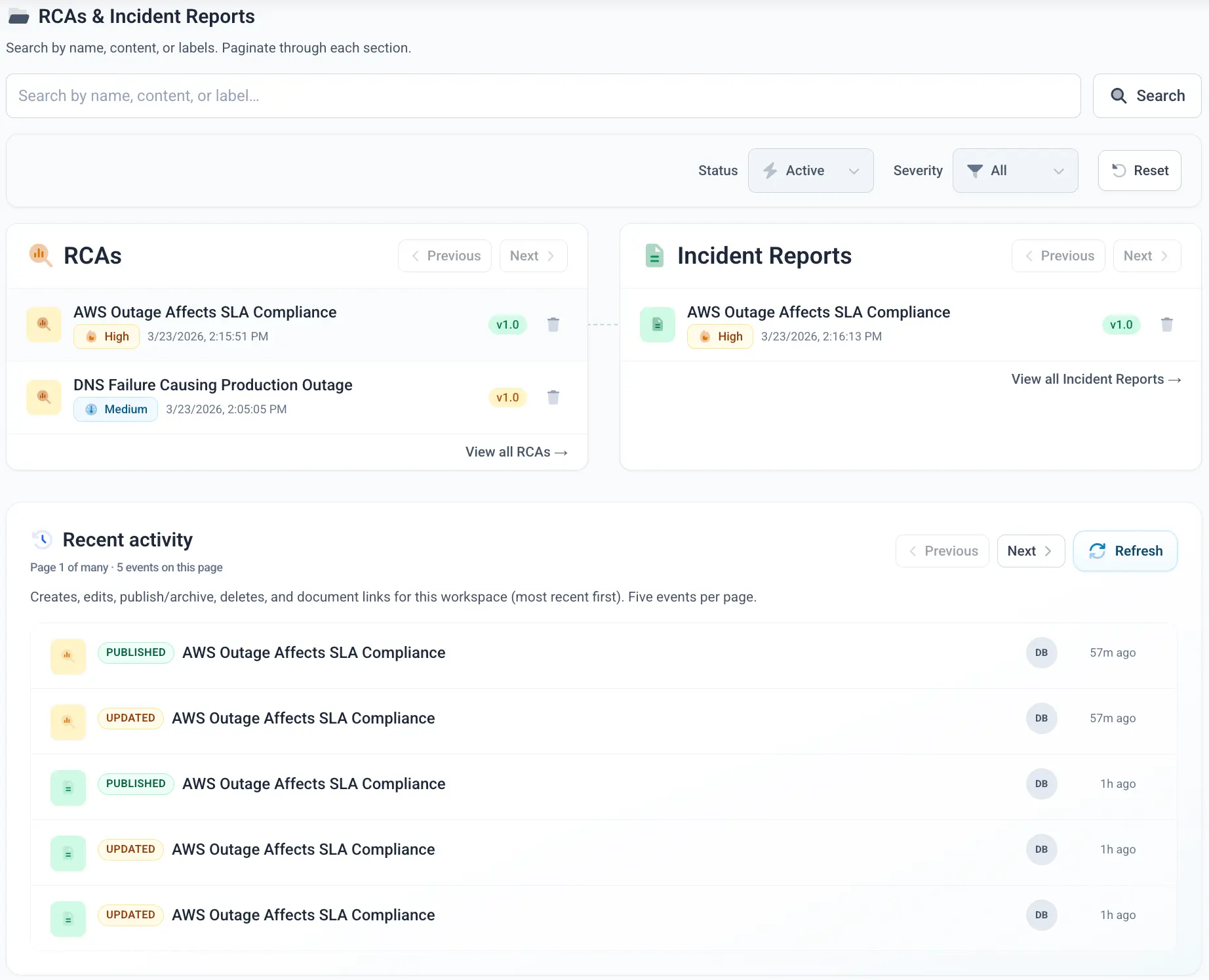 Screenshot 1 of Incident Index