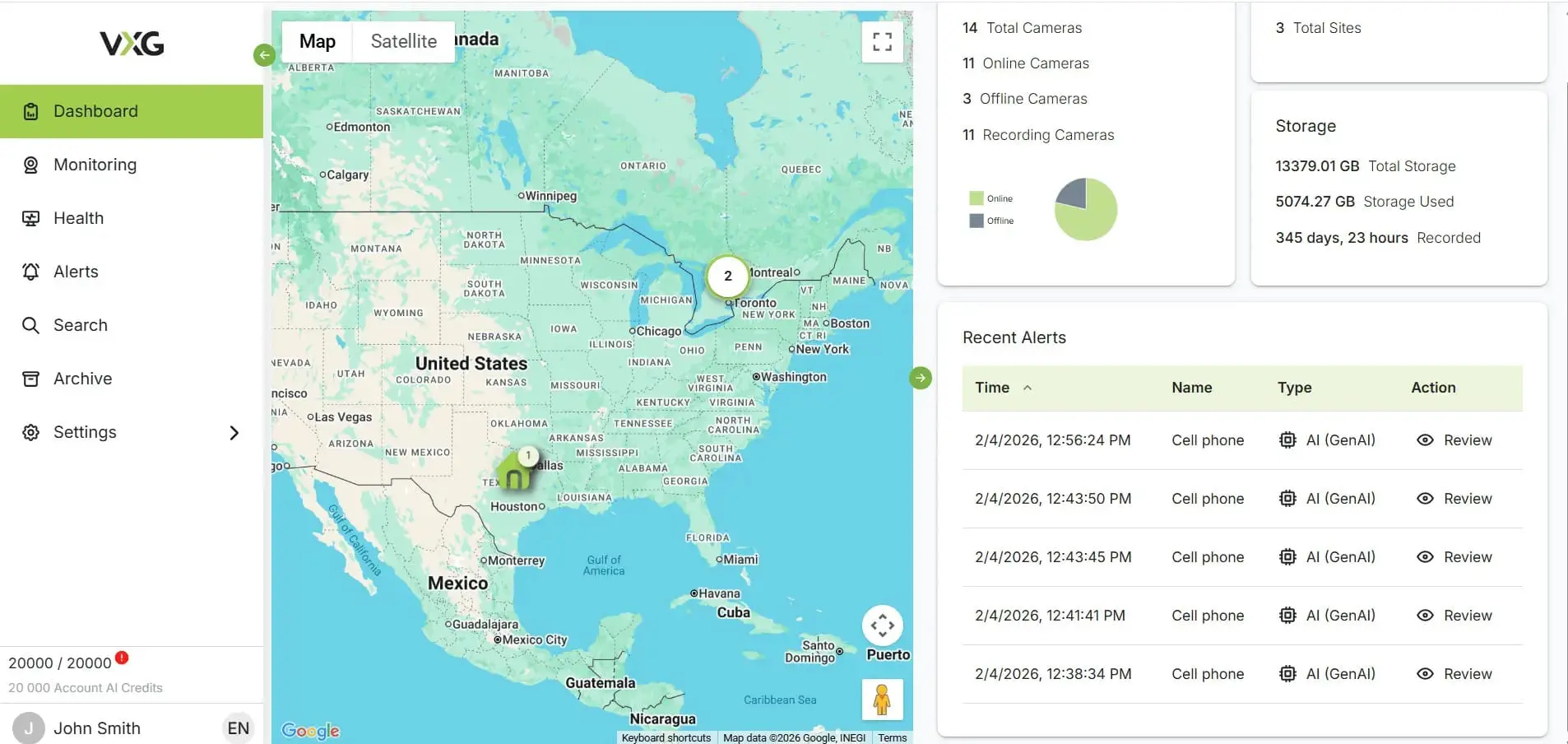 Screenshot 1 of VXG AI CCTV Platform