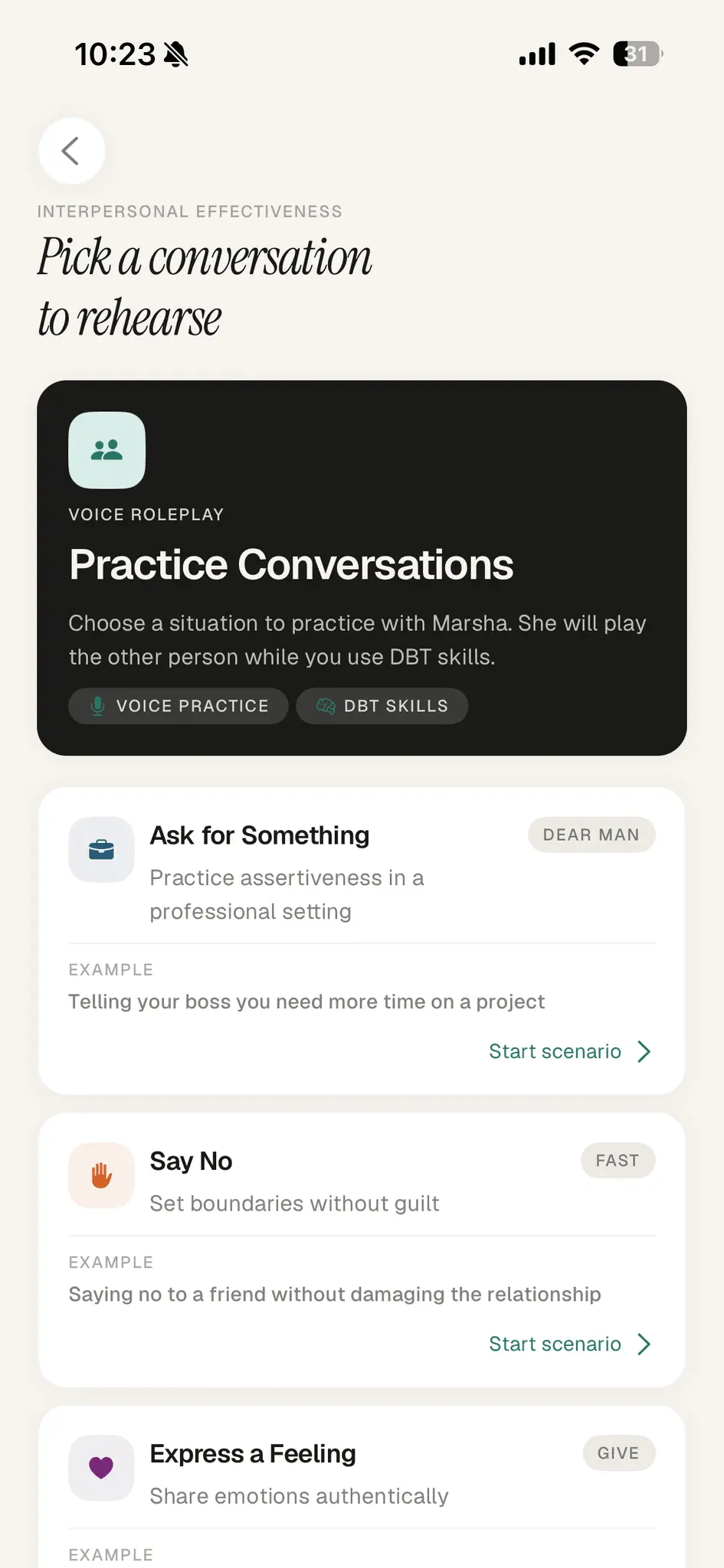 Screenshot 4 of WithMarsha | AI DBT Skills Coach
