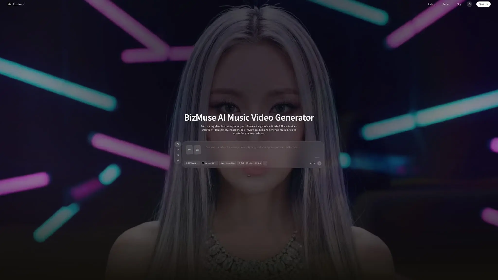 Screenshot 1 of AI Music Video Generator with Bizmuse AI