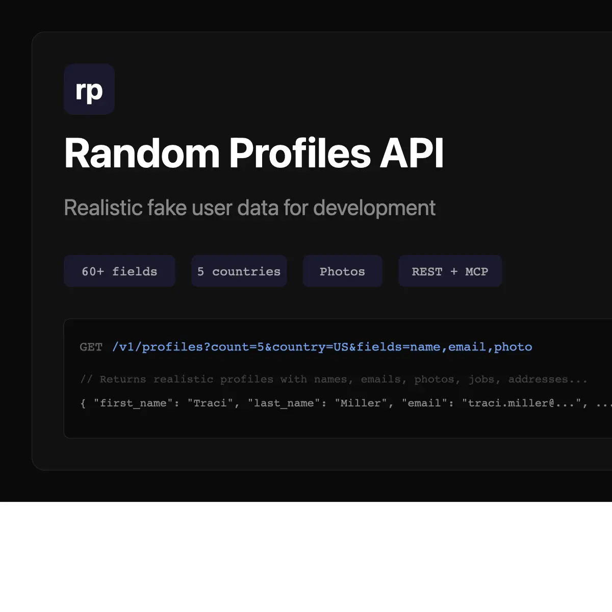 Screenshot 1 of Random Profiles API