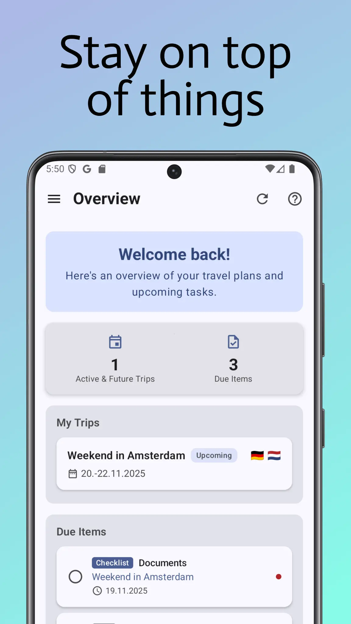 Screenshot 1 of Trabista - Travel Planning simply secure