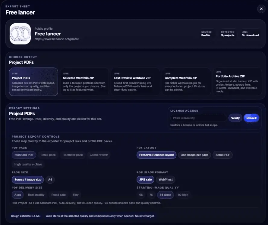 Screenshot 1 of ExportFolio