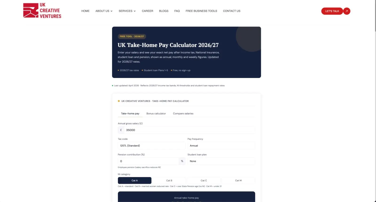 Screenshot 2 of UK Take-Home Pay Calculator