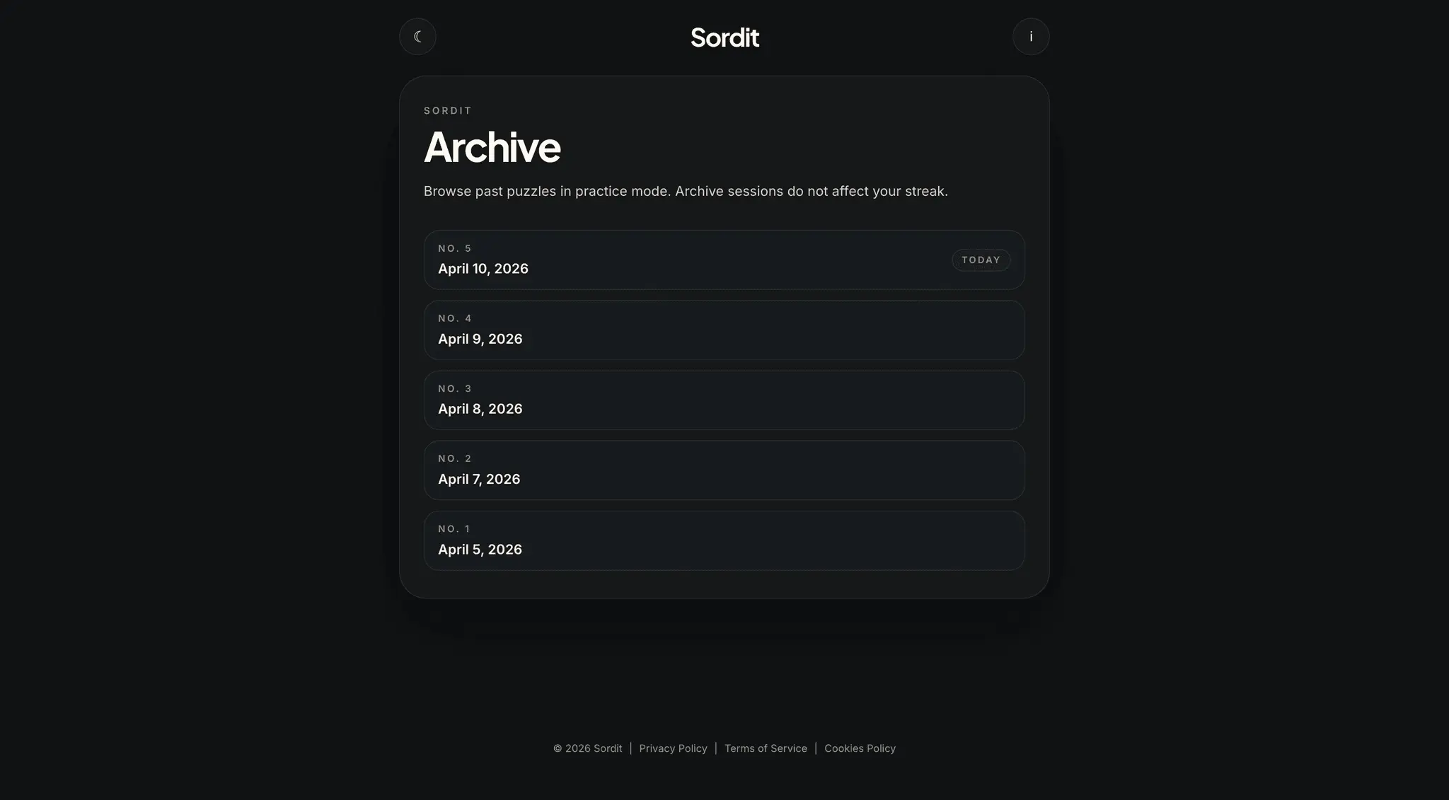 Screenshot 3 of Sordit – Daily Timeline Game