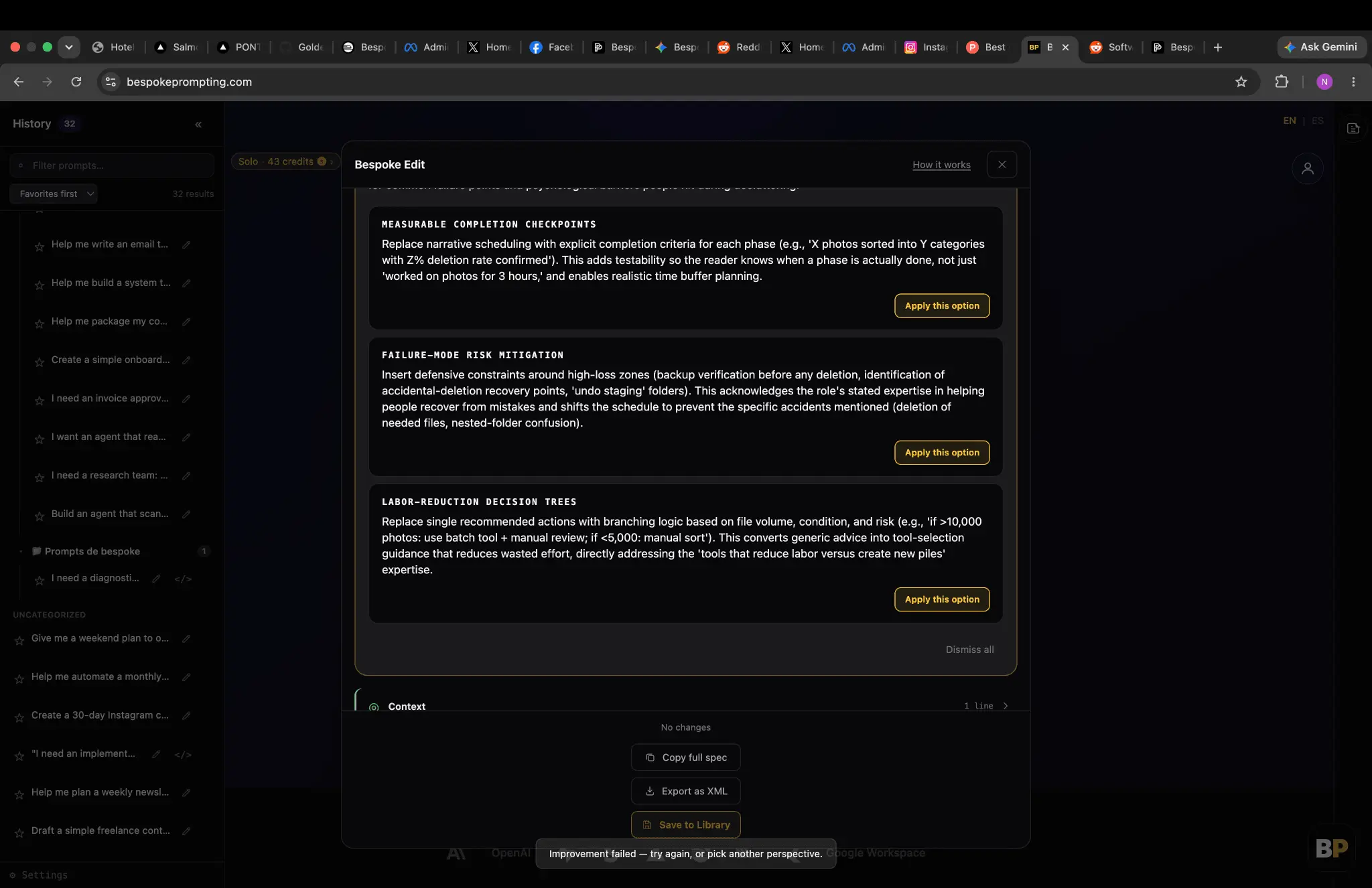 Screenshot 4 of Bespoke Prompting