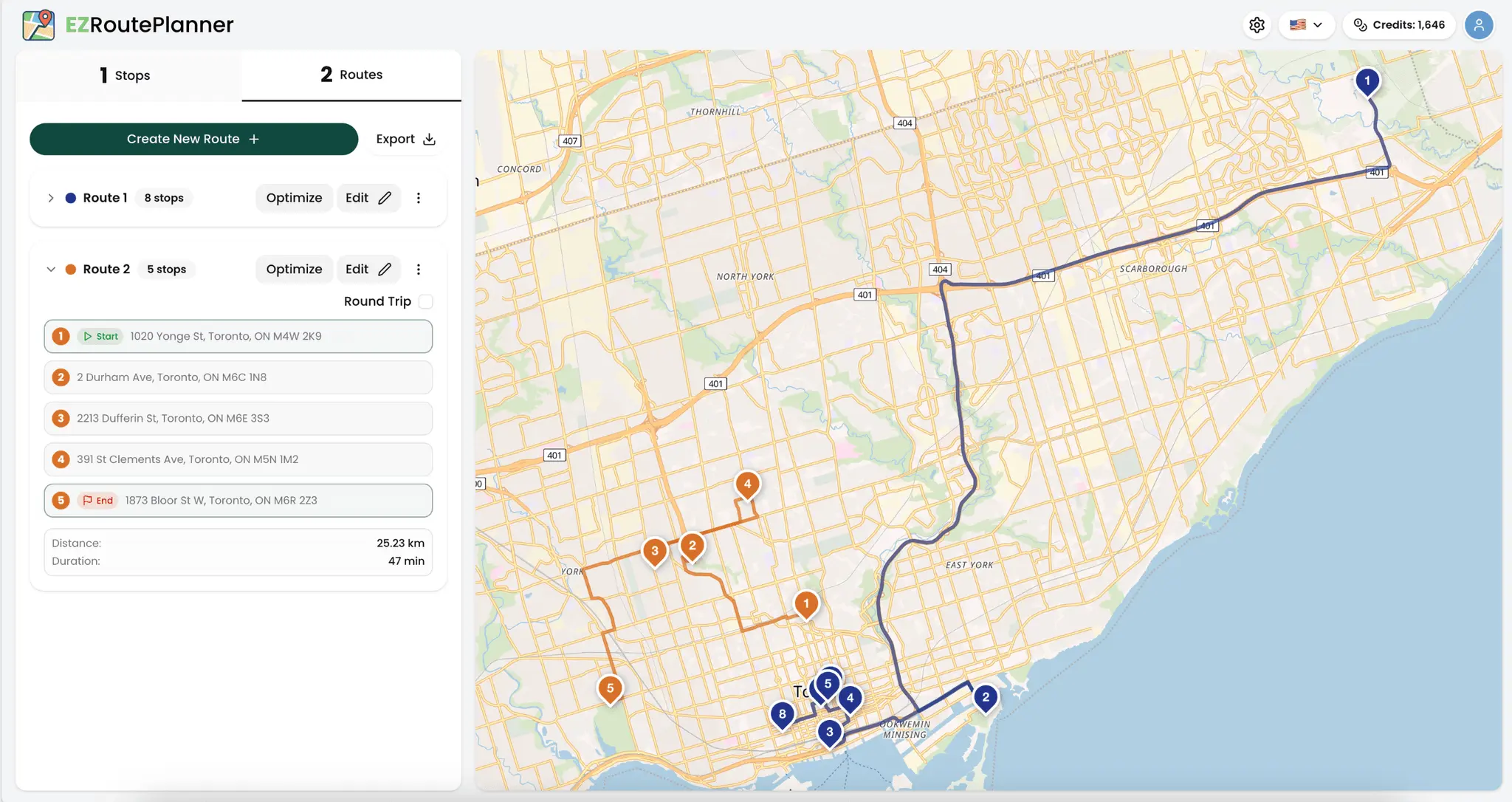 Screenshot 1 of EZRoutePlanner