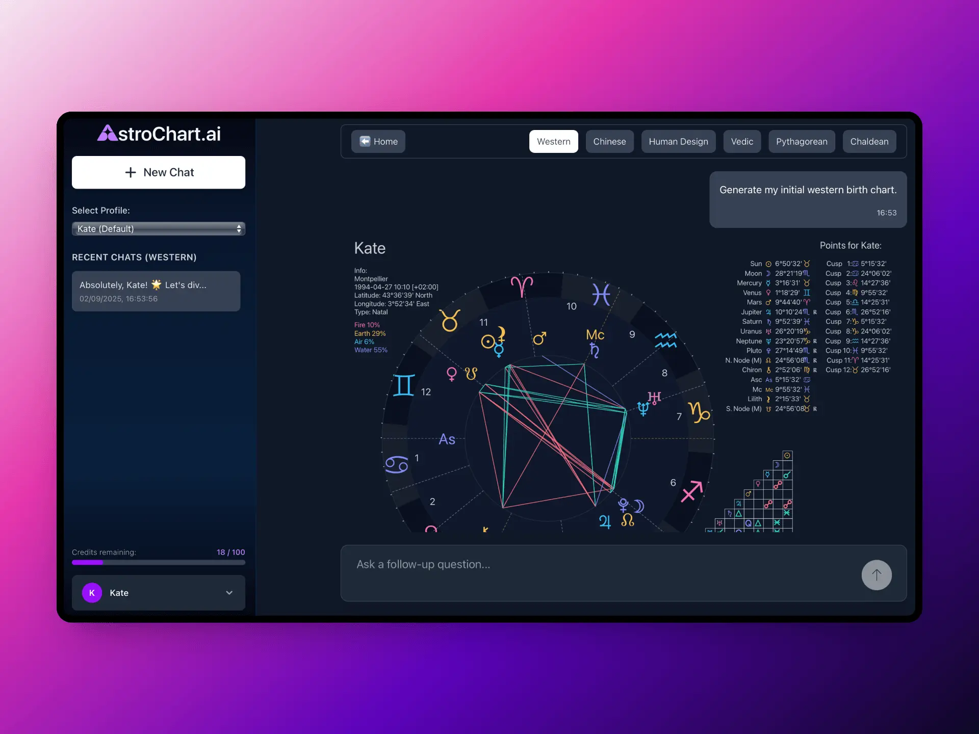 Screenshot 1 of AstroChart.ai - Your Personal AI Astro