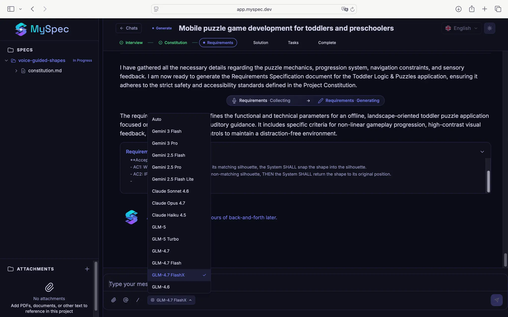 Screenshot 1 of MySpec