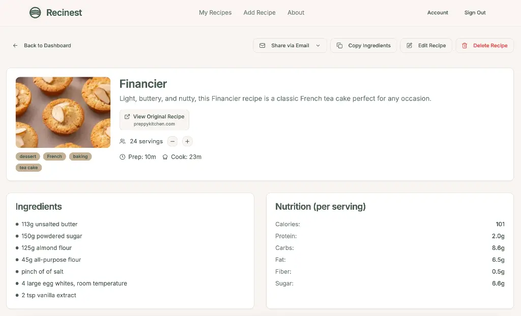 Screenshot 1 of Recinest - Your Recipe Home Base