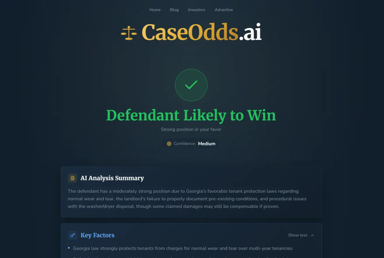 Screenshot 3 of CaseOdds.ai - AI Legal Case Analysis