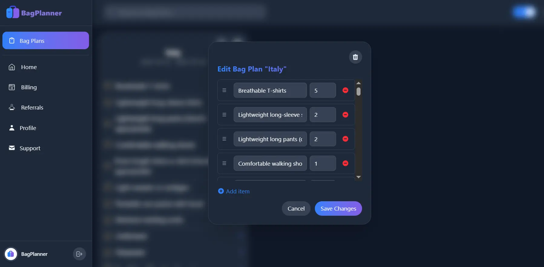 Screenshot 2 of BagPlanner