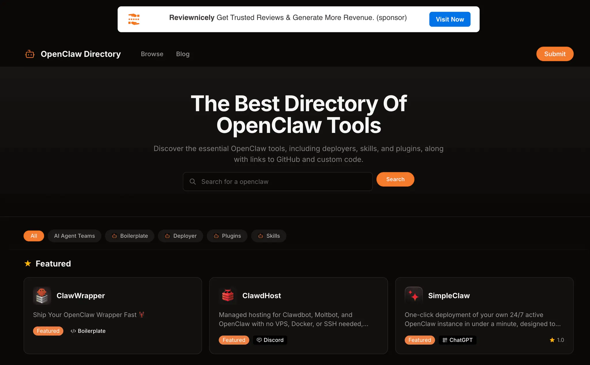 Screenshot 1 of OpenClaw Directory