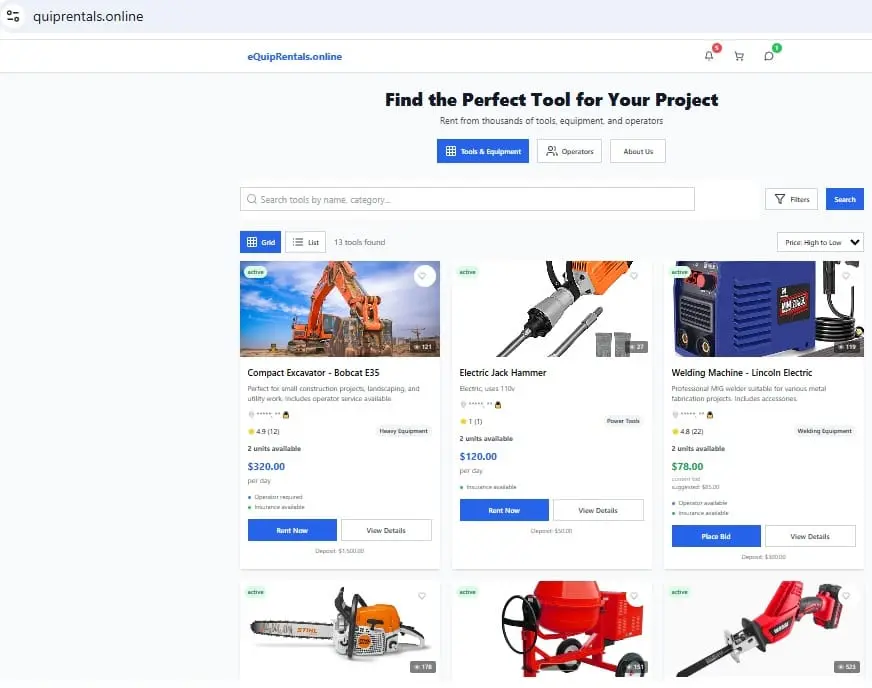 Screenshot 2 of eQuipRentals.Online