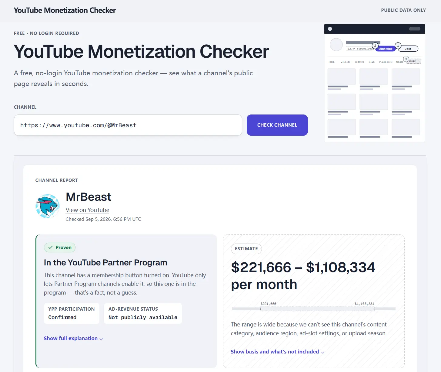 Screenshot 2 of YouTube Monetization Checker
