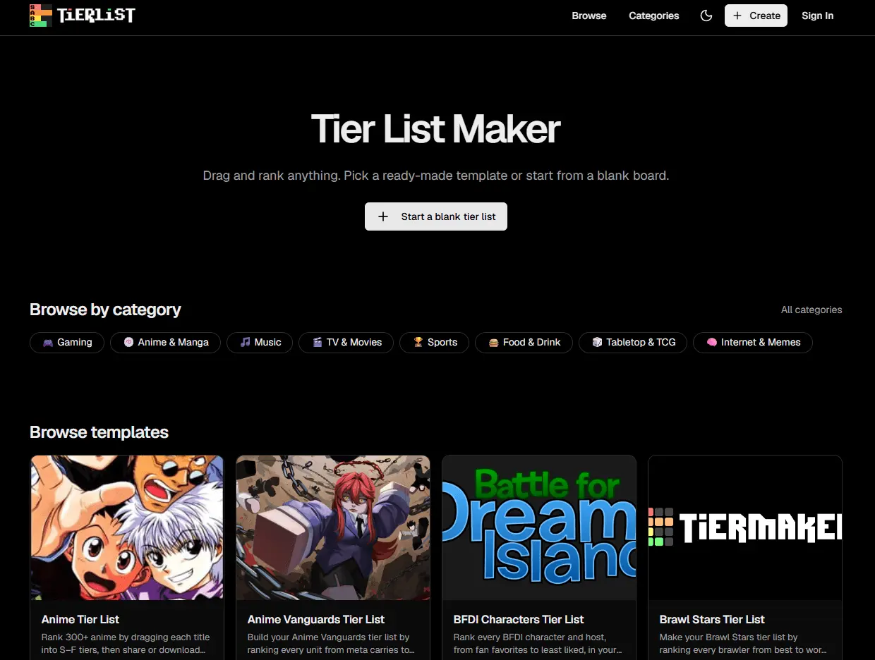 Screenshot 1 of Tier List Maker