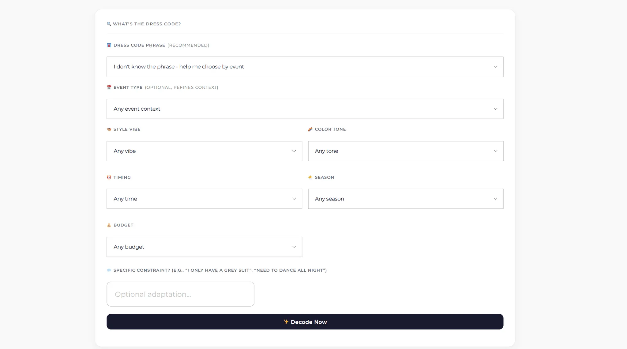 Screenshot 1 of Dress Code Decoder