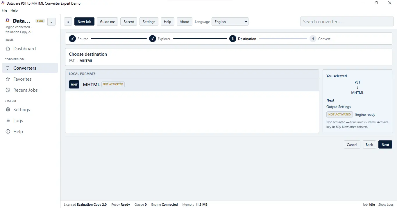 Screenshot 3 of DataVare PST to MHTML Converter