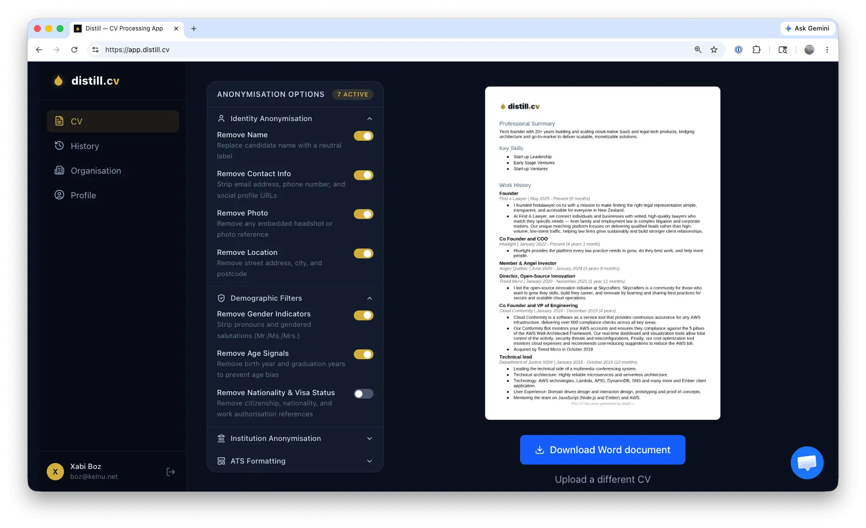 Screenshot 2 of Distill.cv