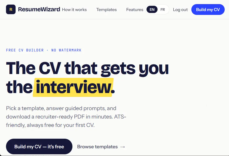 Screenshot 1 of ResumeWizard