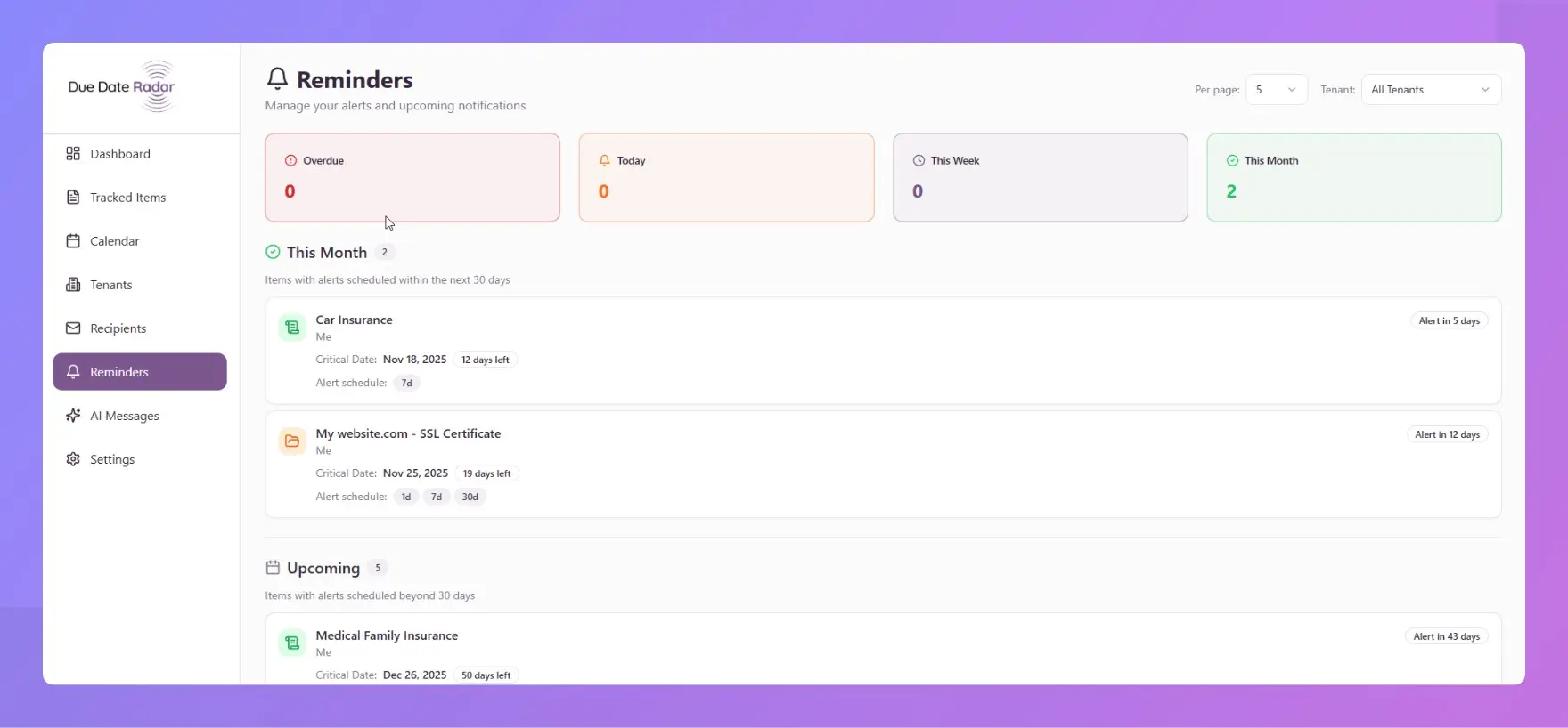 Screenshot 2 of Due Date Radar