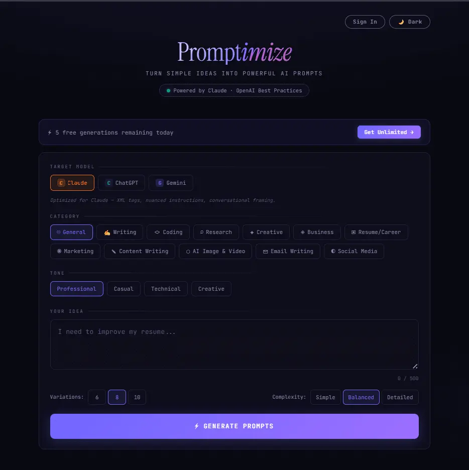 Screenshot 3 of Promptimize.app