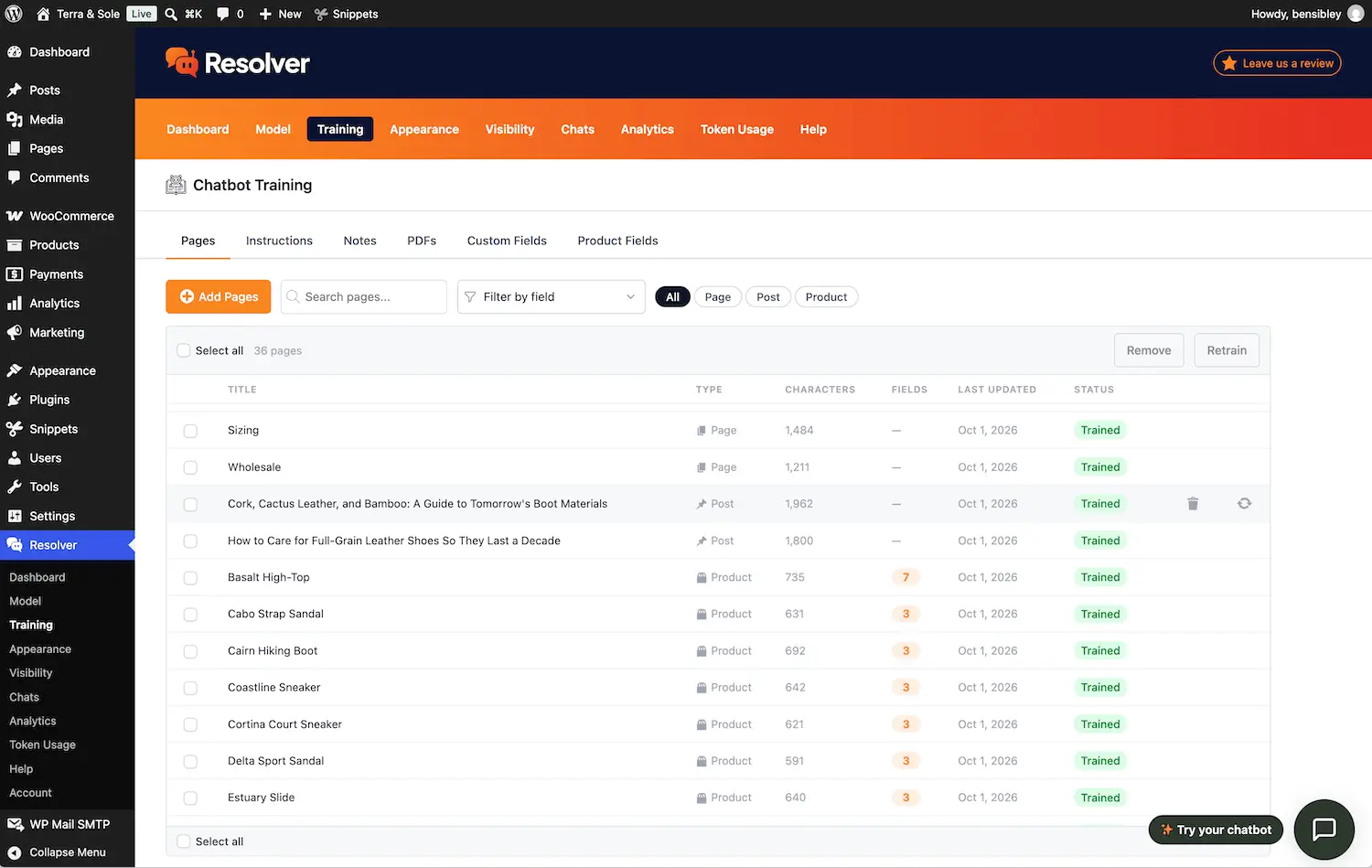 Screenshot 1 of Resolver AI Chatbot