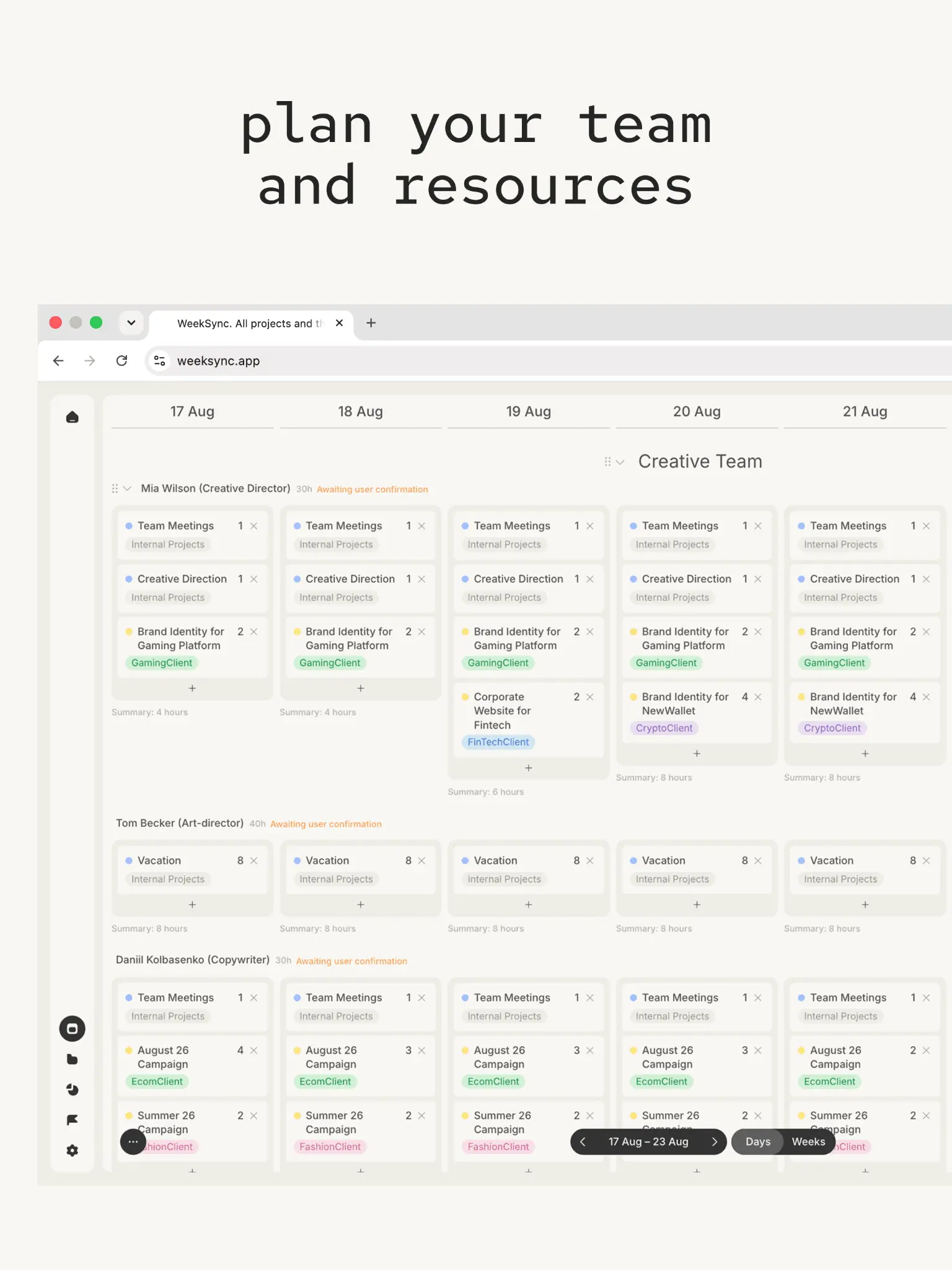 Screenshot 1 of WeekSync