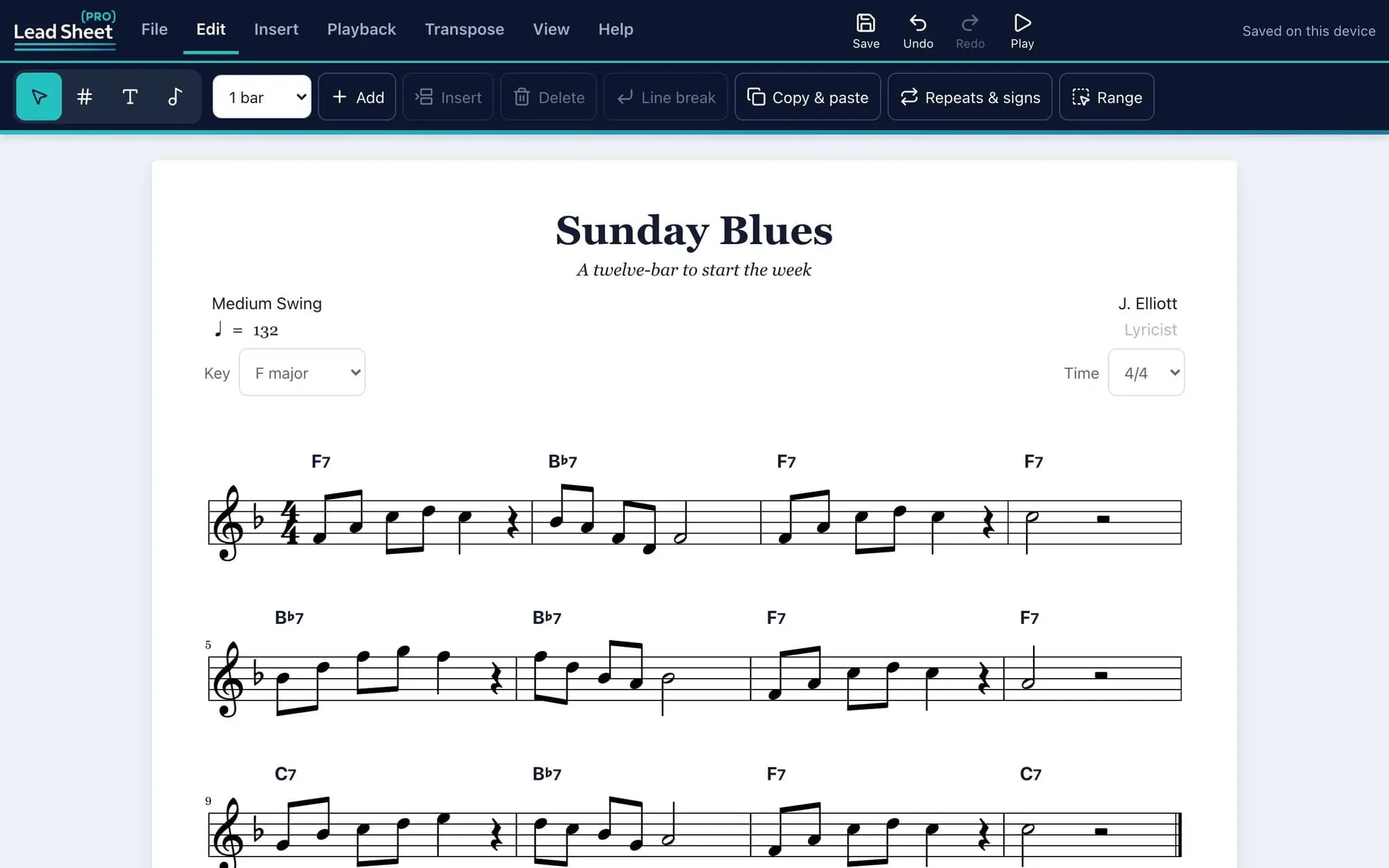 Screenshot 1 of Lead Sheet Pro
