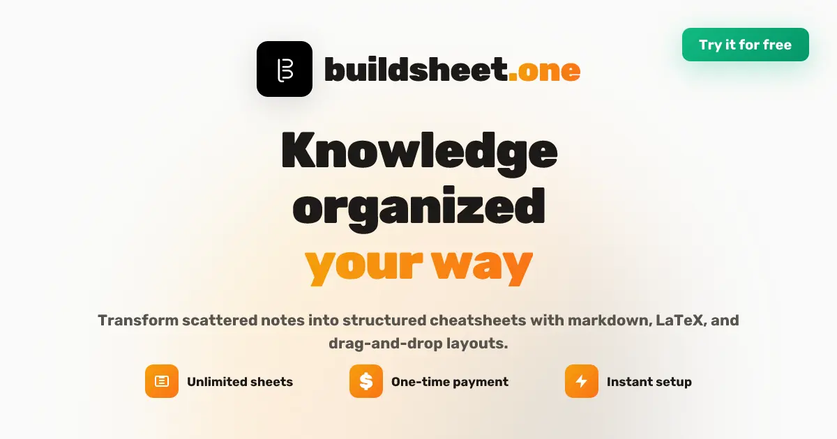 Screenshot 1 of Buildsheet - Create Beautiful Cheatsheet