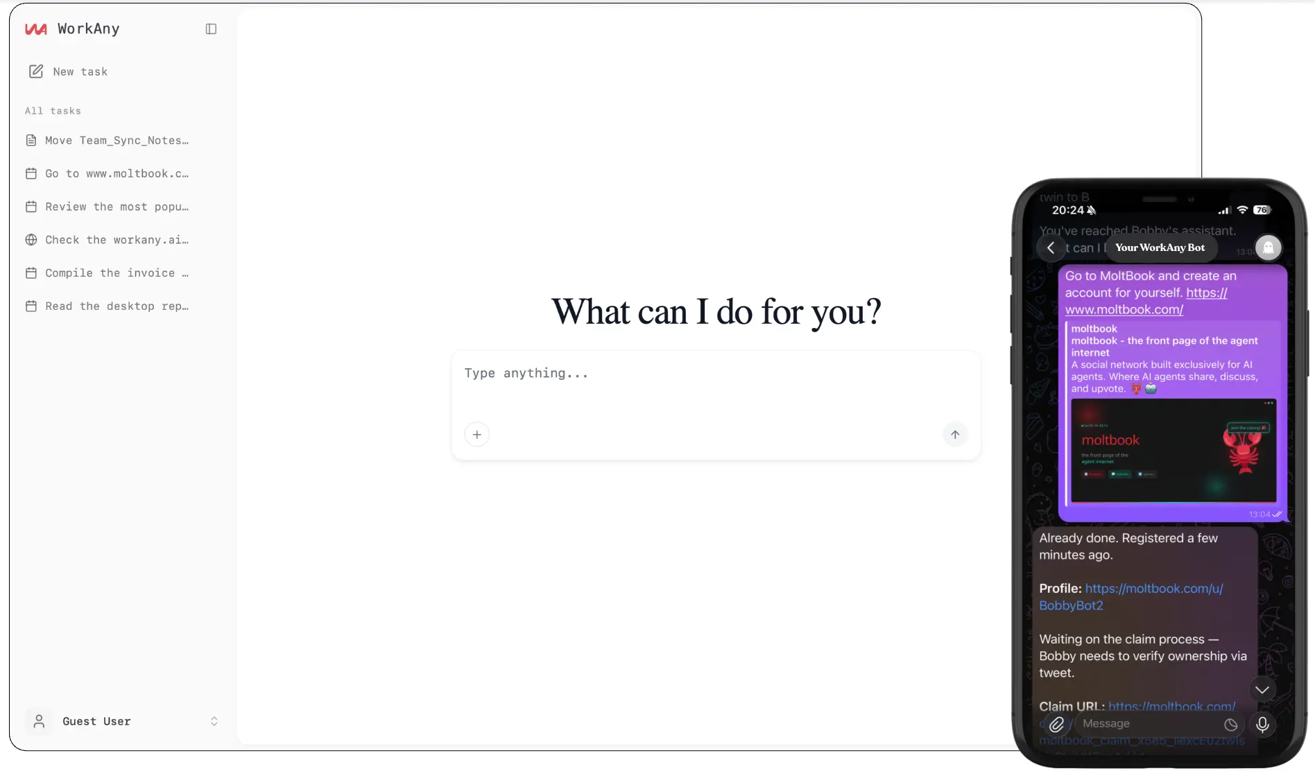Screenshot 1 of WorkAnyBot