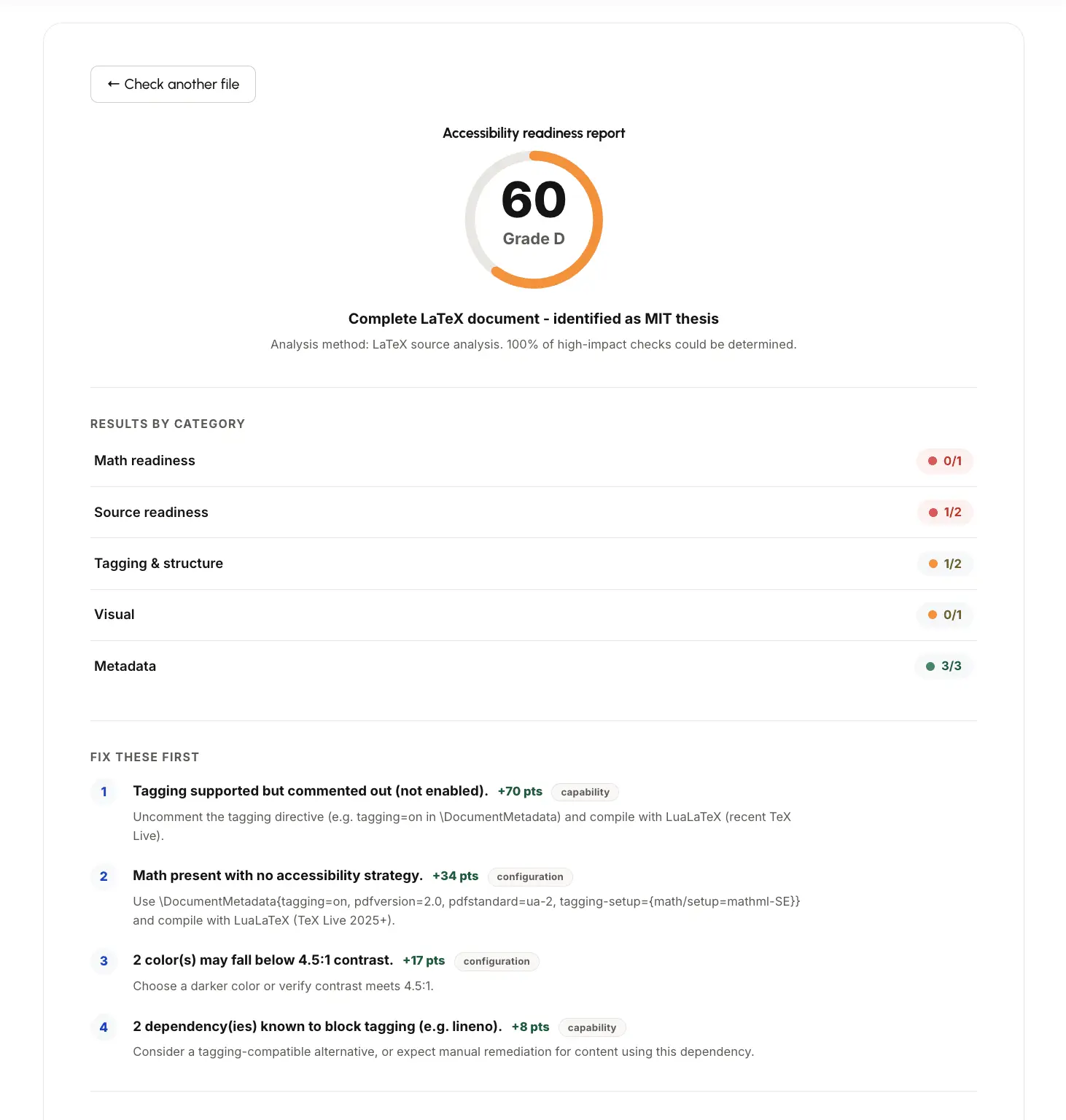 Screenshot 3 of LaTeX Accessibility Checker