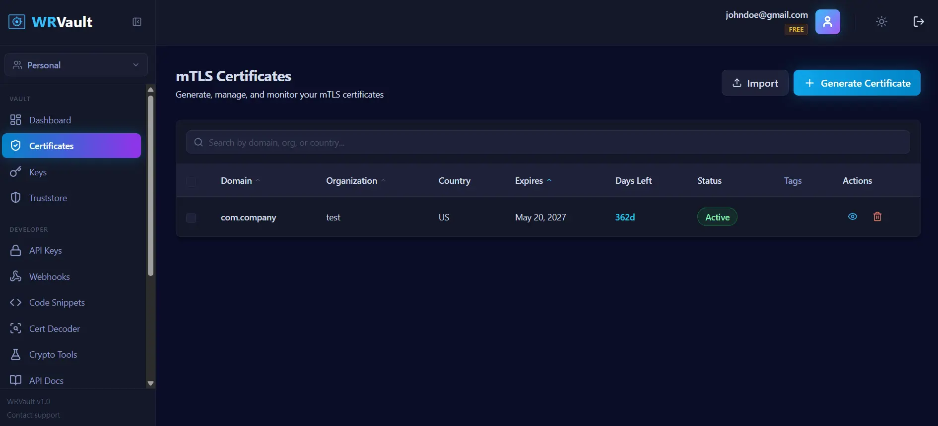 Screenshot 1 of WRVault