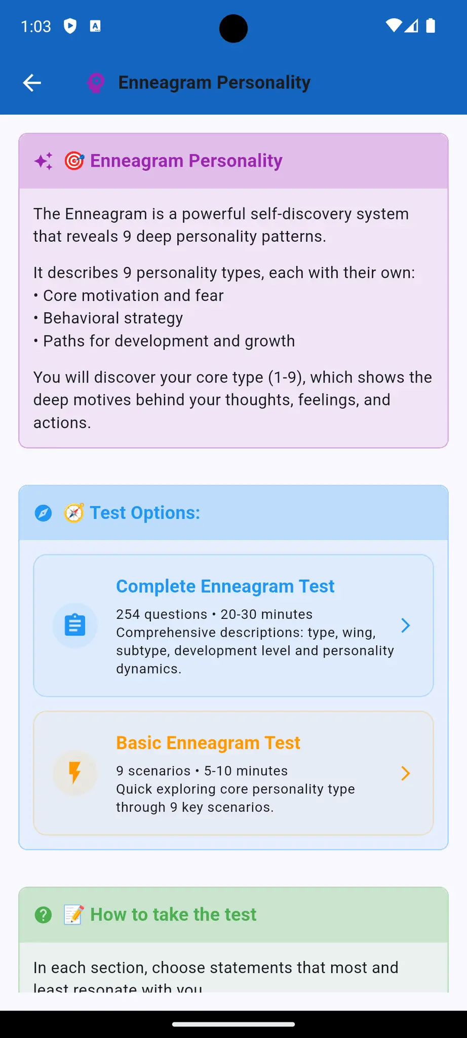 Screenshot 1 of Personality Compass