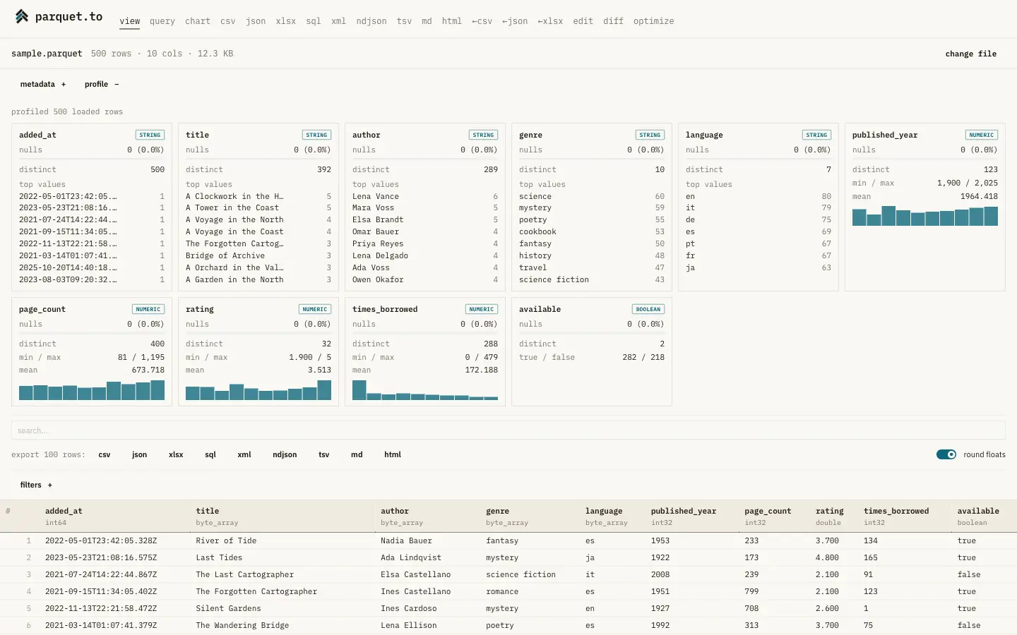 Screenshot 2 of Parquet Viewer Online