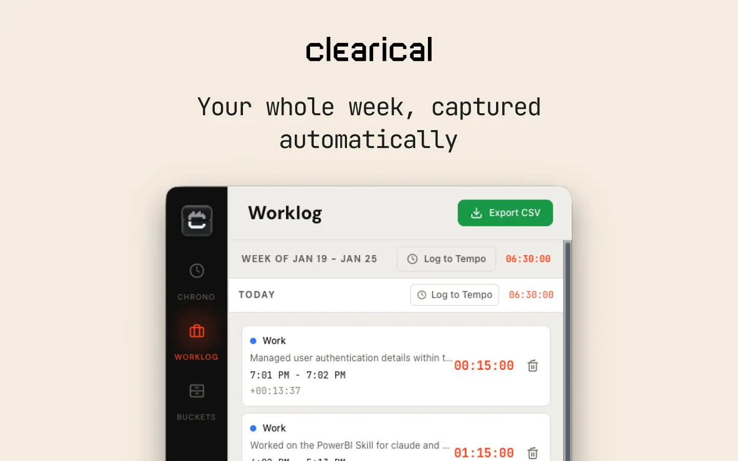 Screenshot 3 of Clearical: AI Time Tracking for Mac