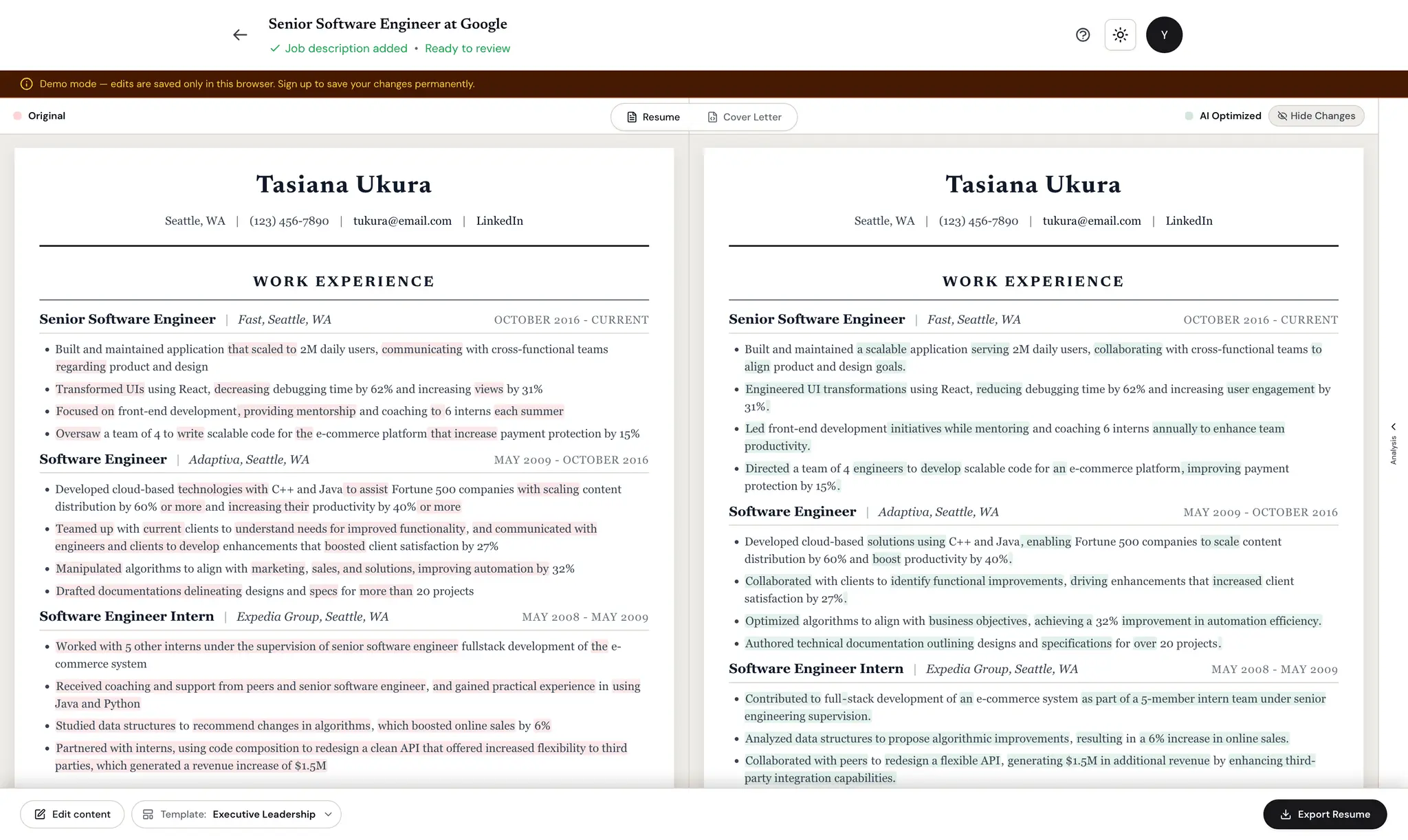 Screenshot 2 of MirrorCV AI Resume Optimizer