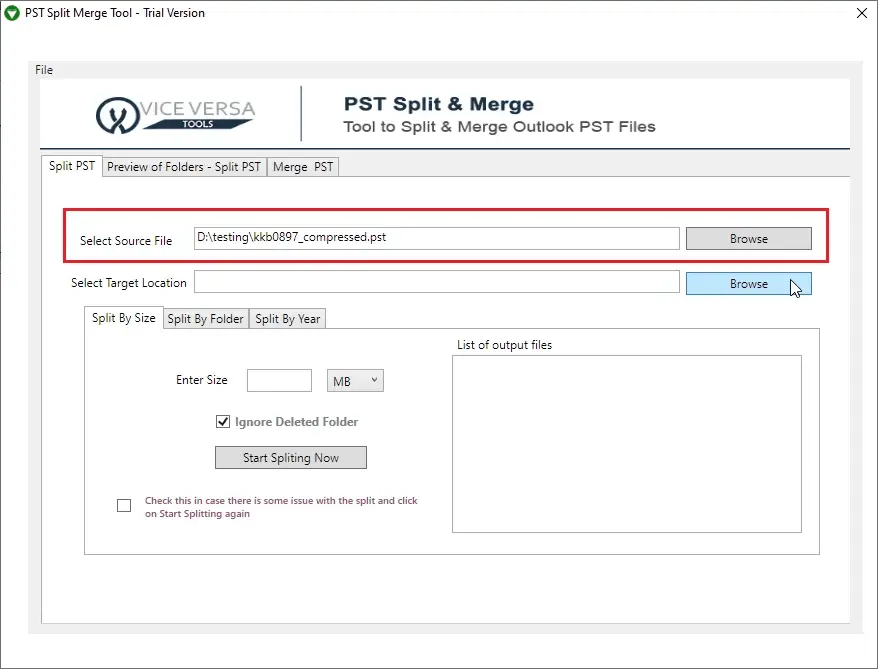 Screenshot 2 of ViceVersa PST Split and Merge Software